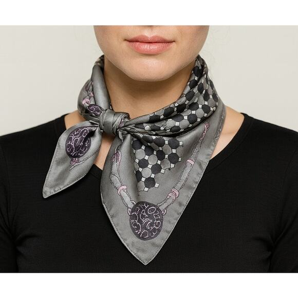 unbranded Accessories - Silver Pattern Square Neck Scarf